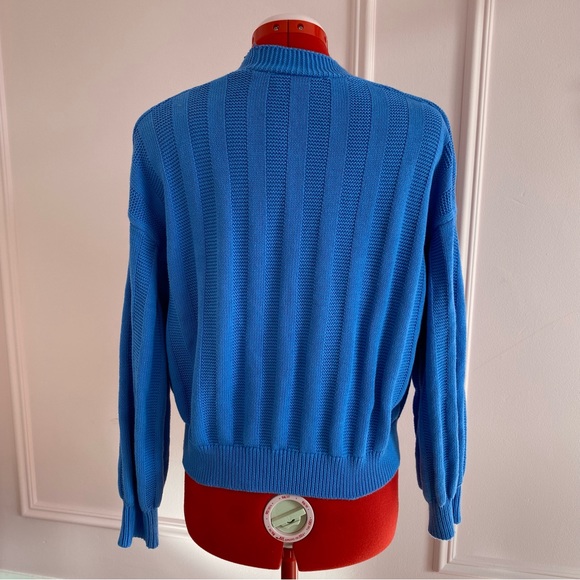 COLOUR EIGHTEEN Cropped Cardigan, Blue, 100% Cotton, Front Pockets, Women’s US M - Picture 5 of 9